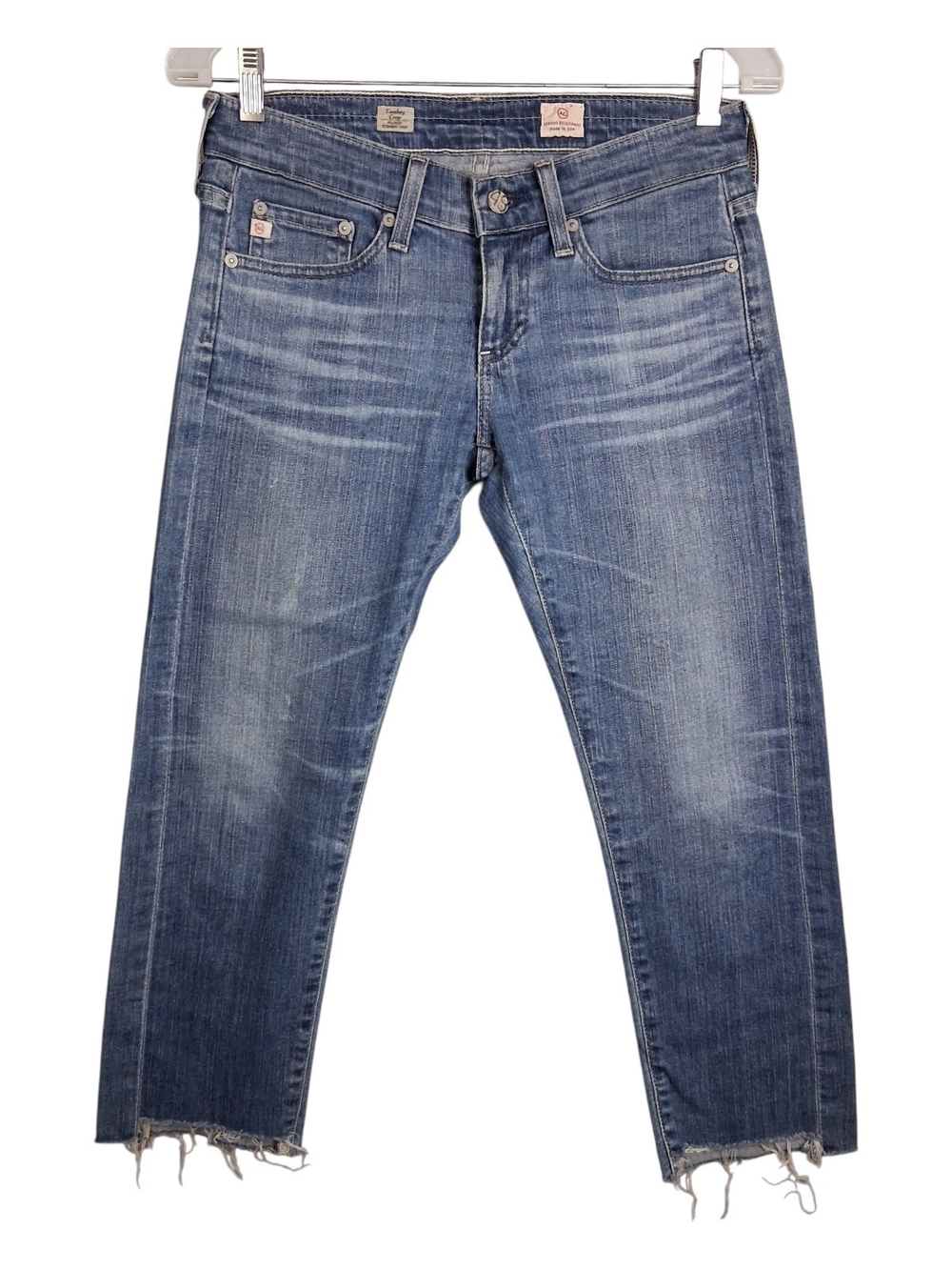 AG Adriano Goldschmied Tomboy Crop Jeans 25R Relaxed Straight Leg Blue Denim Raw
